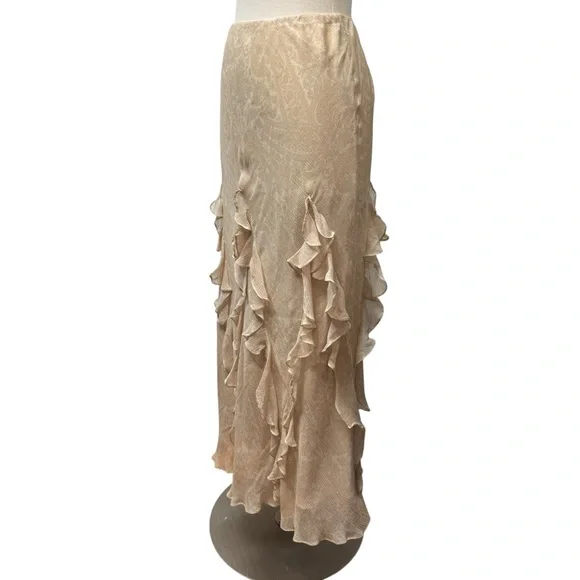 Lauren Ralph Lauren Silk Paisley Ruffled Maxi Skirt M - Picture 6 of 11